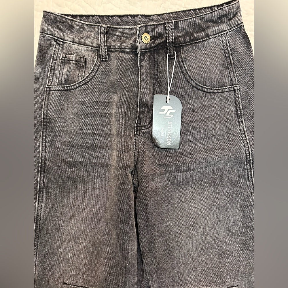 HUNGSON Women's Barrel Jeans Wide Leg Mid Rise Loose Y2k Baggy Jeans Denim NWT - Picture 5 of 6